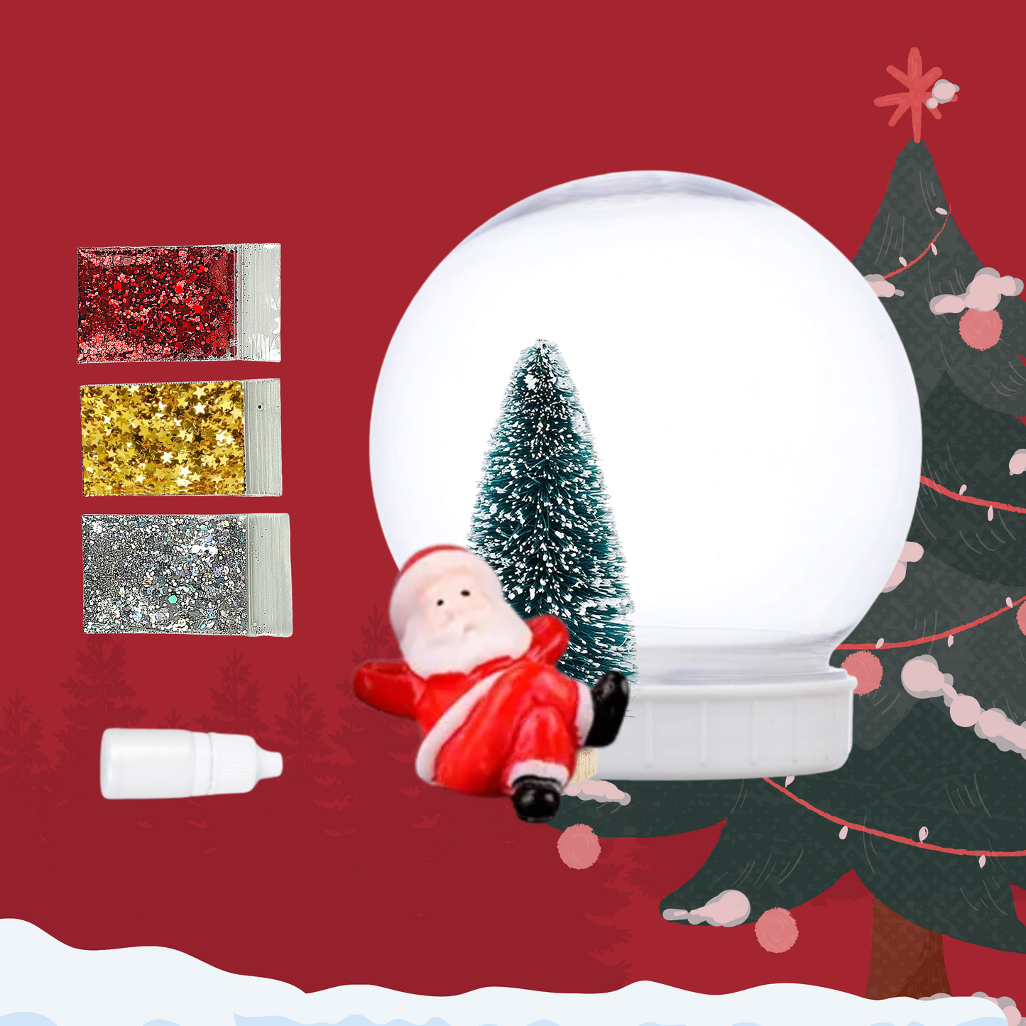 Relaxed Santa by Christmas Tree Snow Globe Kit