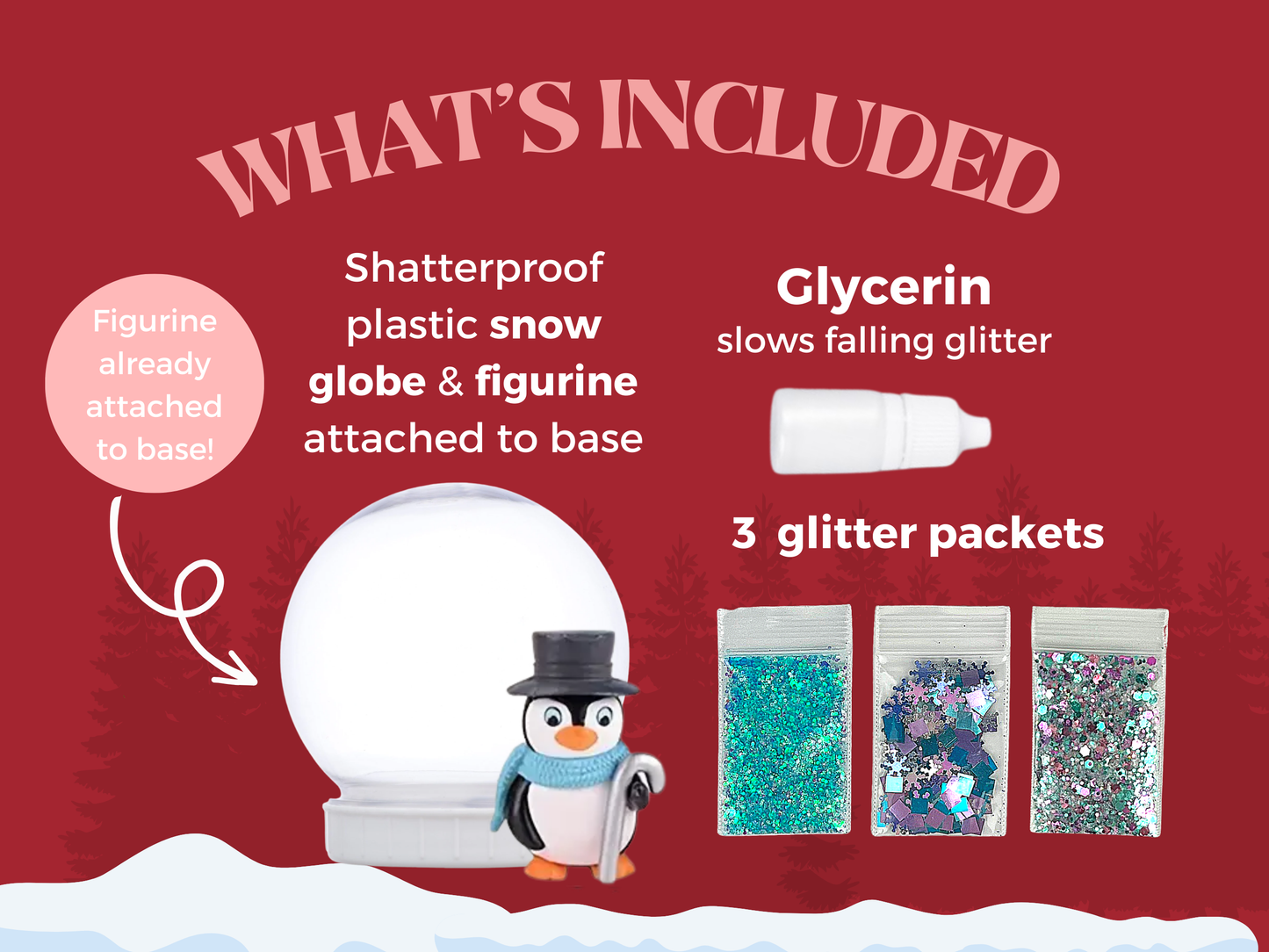 Dapper Penguin with Top Hat Snow Globe Kit