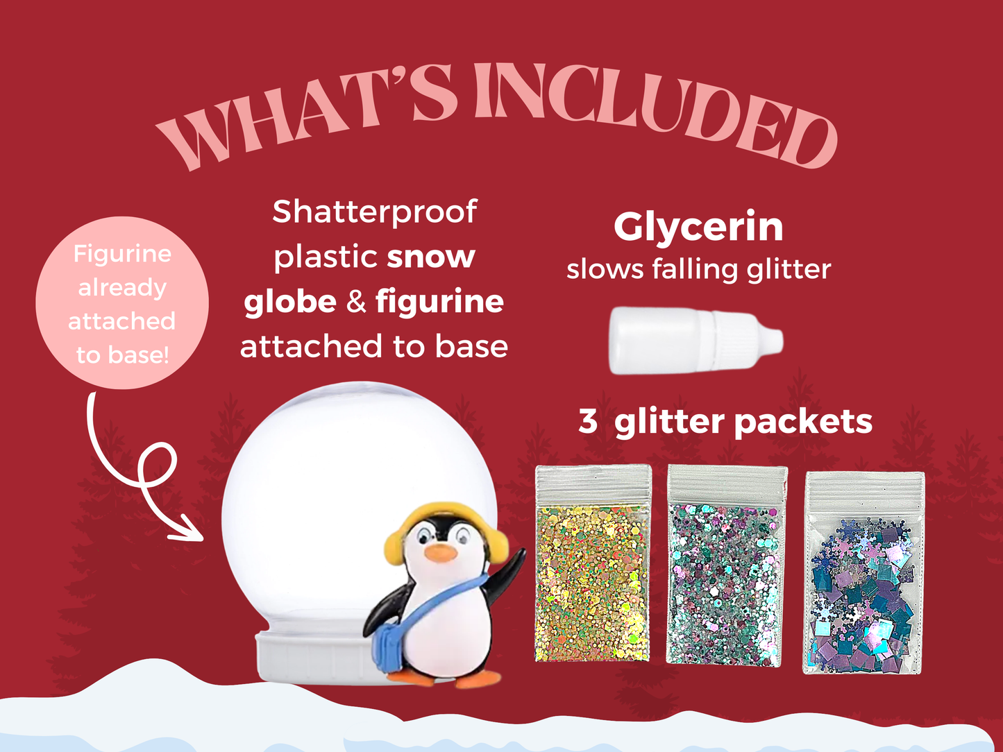 Playful Penguin with Yellow Ear Muffs Snow Globe Kit
