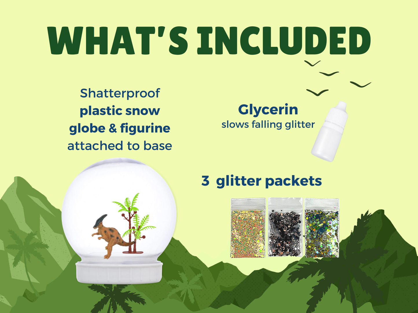 Curious Parasaurolophus Dinosaur Snow Globe Kit