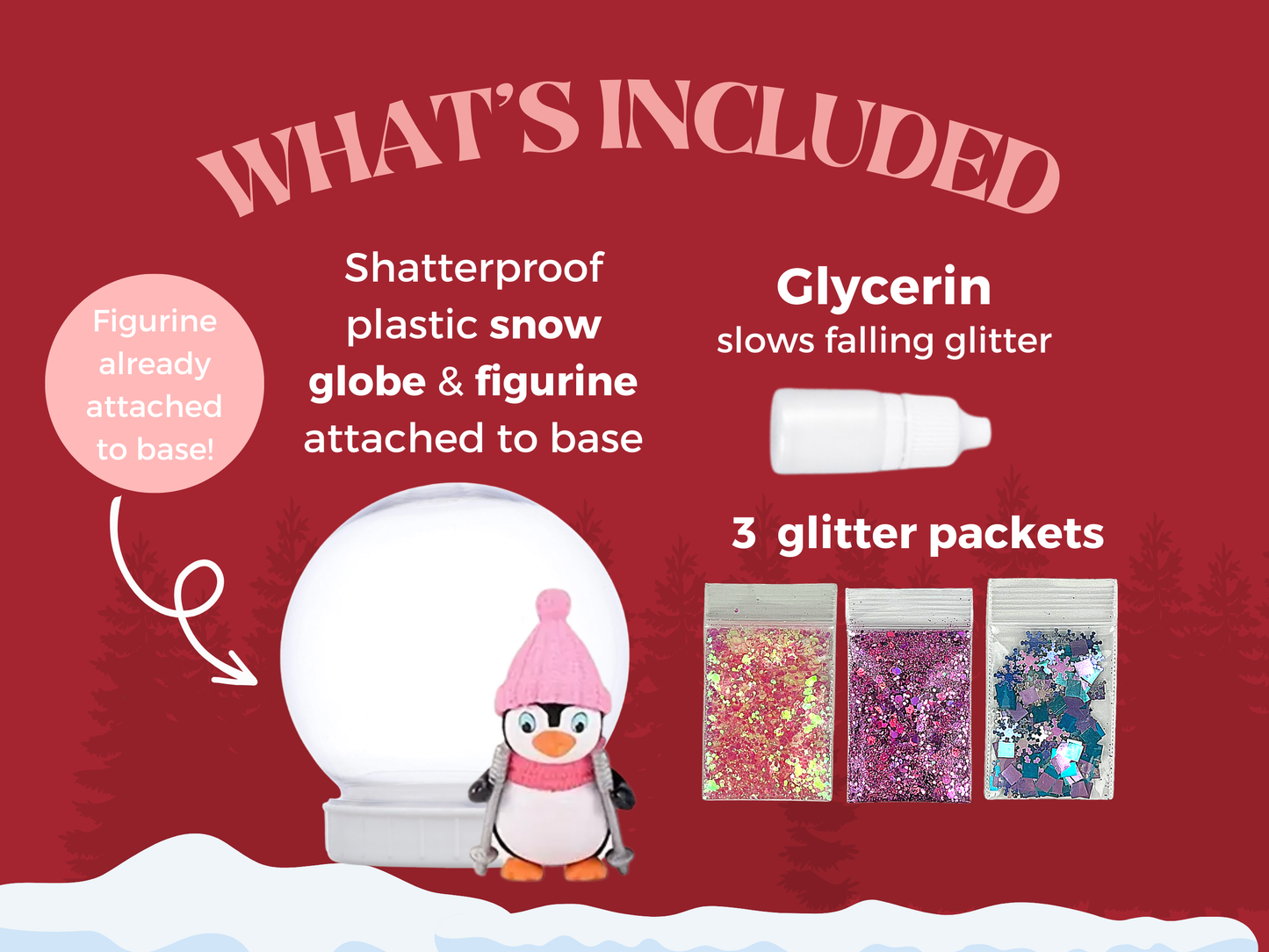 Cozy Penguin with Pink Hat Snow Globe Kit