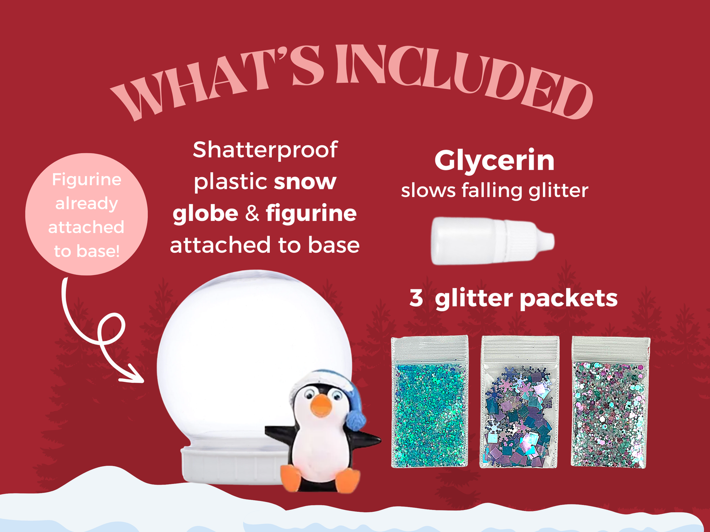 Festive Penguin with Santa Hat Snow Globe Kit