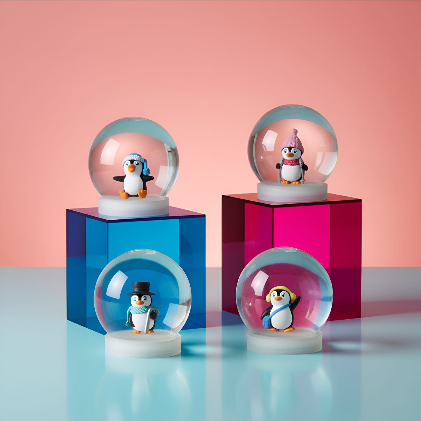 Cozy Penguin with Pink Hat Snow Globe Kit