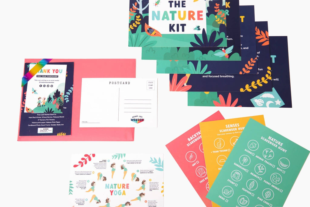 Printed materials included in the Nature Kit: postcard, instructions, preplanned schedule